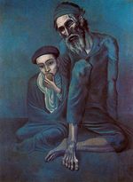 Old blind man with boy